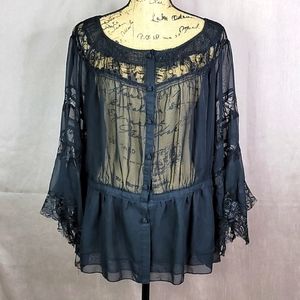 Lane Bryant Floral Black Lace Blouse 18/20